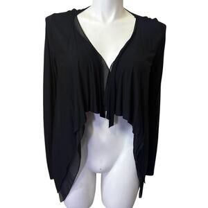 Express Black Semi Sheer Draped High Low Open Front Cardigan Womens Size M NWT